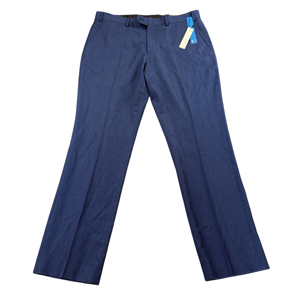 NWT‎ Perry Ellis Portfolio Mens Blue Dress Pants 36x32 Slim Fit Stretch